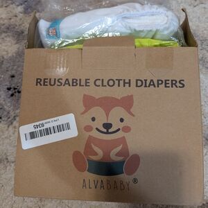 White and Green Reusable Cloth Diapers